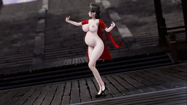 Animasi Hanying/Zhan Shuangpamish/Dimensi Kedua Gaun Merah Gaya Cina Tari Perut Hamil (Animasi Dewasa 3D)